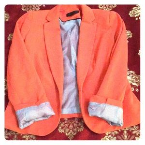 Orange Blazer with inner blue and white stripes